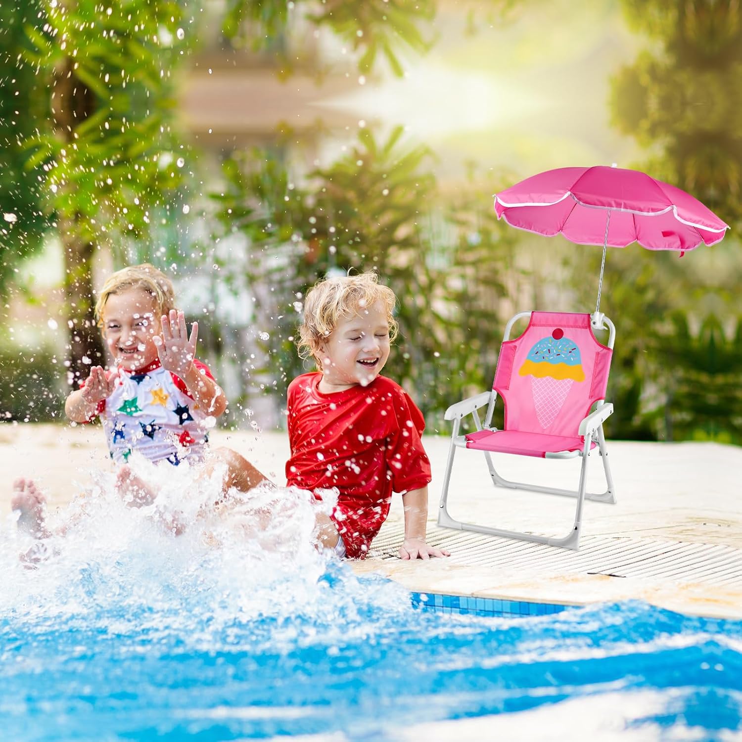 مجموعة واحدة من كرسي الشاطئ ال - مراجعة Kids Outdoor Lounge Chair With Umbrella وسعره