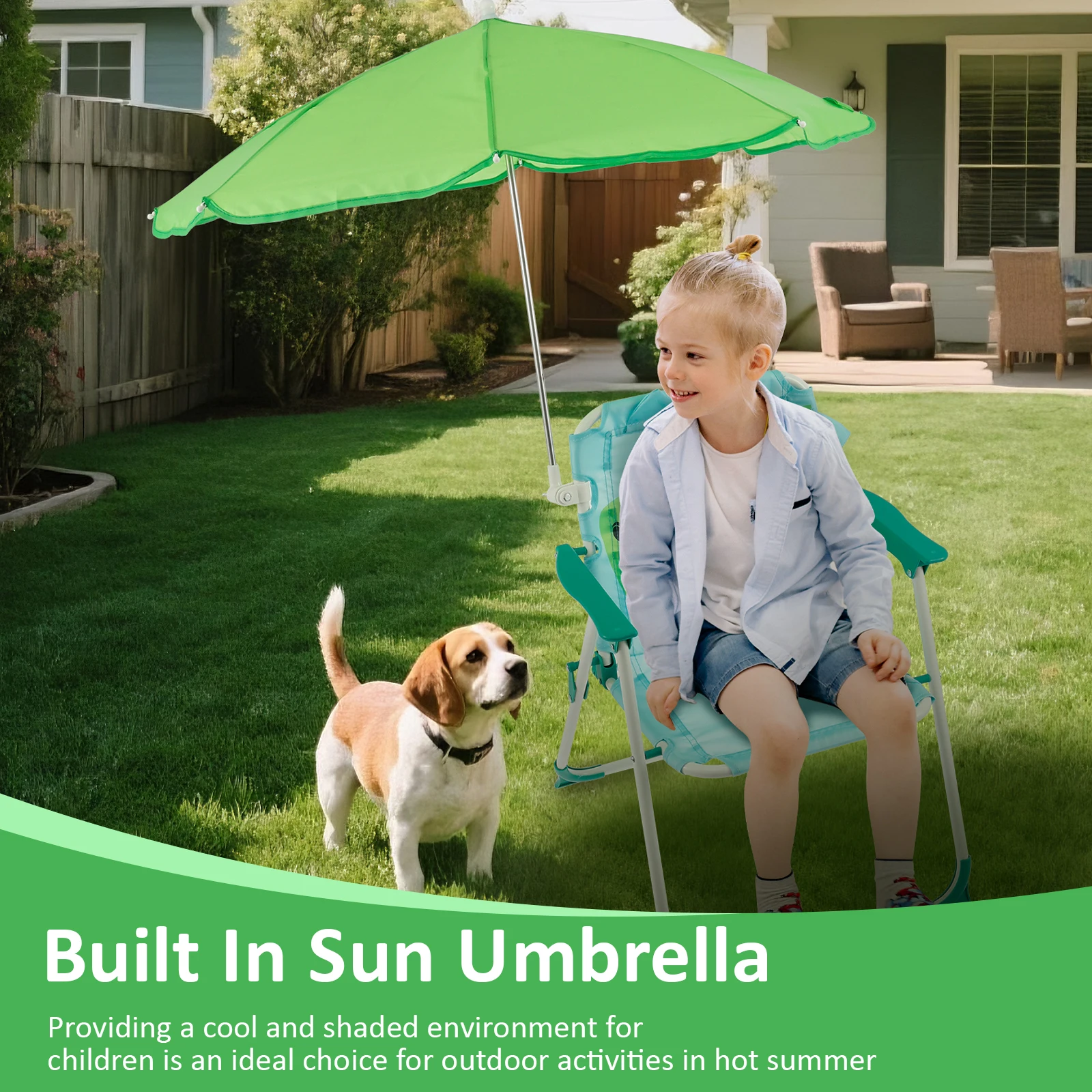 كرسي شاطئ قابل للطي للأطفال مع - مراجعة Kids Outdoor Lounge Chair With Umbrella وسعره