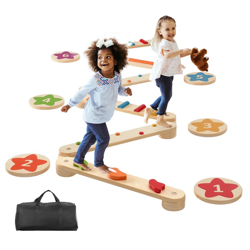 6 قطع من ألواح التوازن الخشبية - مراجعة Kids Outdoor Balance Beam وسعره