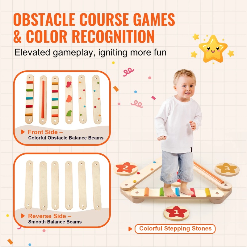6 قطع من ألواح التوازن الخشبية - مراجعة Kids Outdoor Balance Beam وسعره