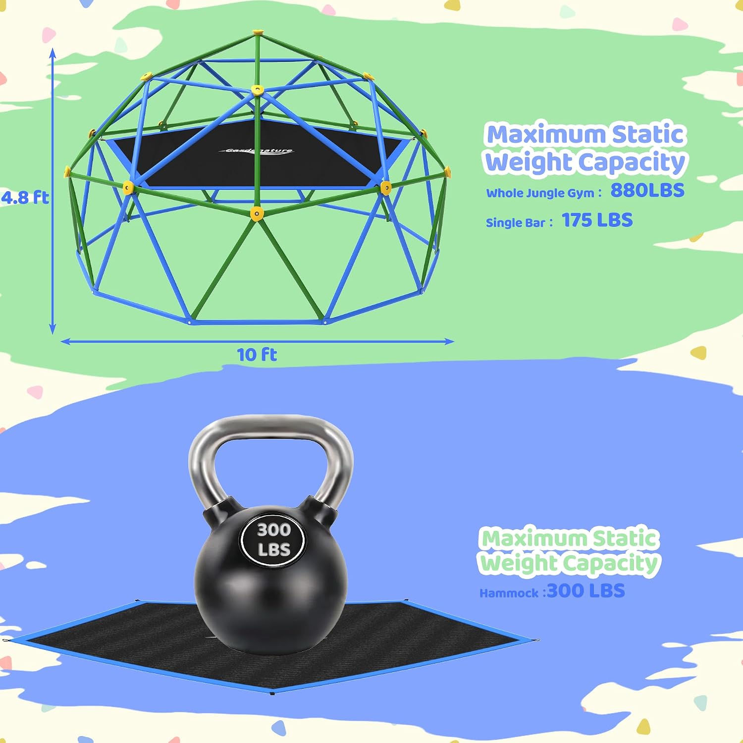 قبة تسلق بطول 10 أقدام مع أرجو - مراجعة Kids Outdoor Climbing Dome وسعره