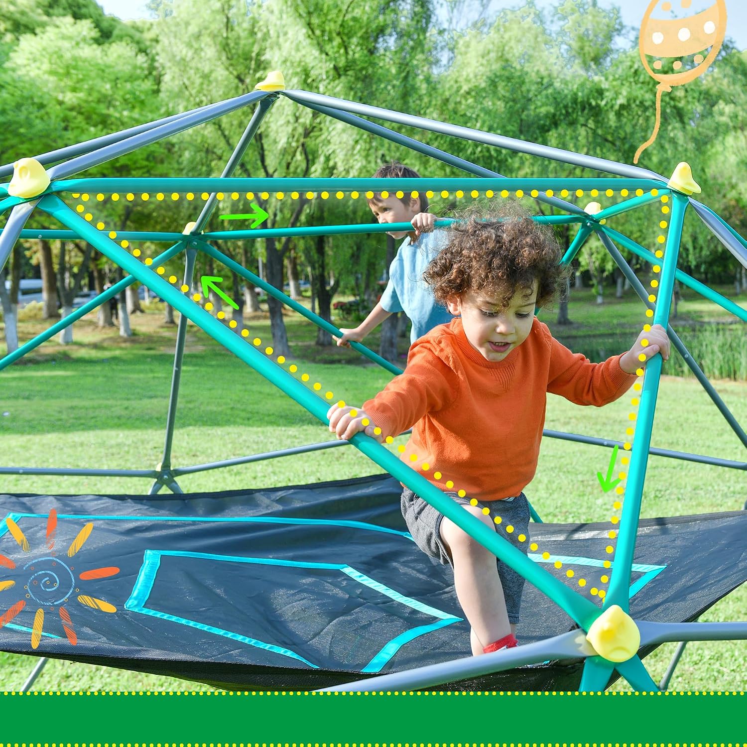 قبة تسلق بطول 13 قدم مع مظلة ل - مراجعة Kids Outdoor Climbing Dome وسعره